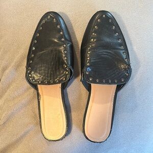 Women's Black Studded Mules